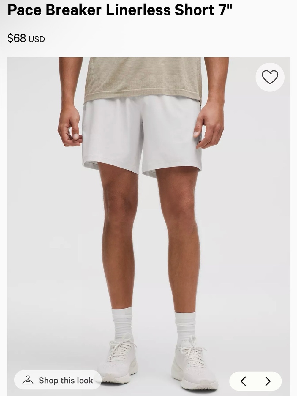 lululemon athletica Pace Breaker Short 7" - Light white
